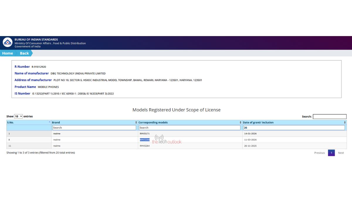 Realme 16T 5G Indian BIS