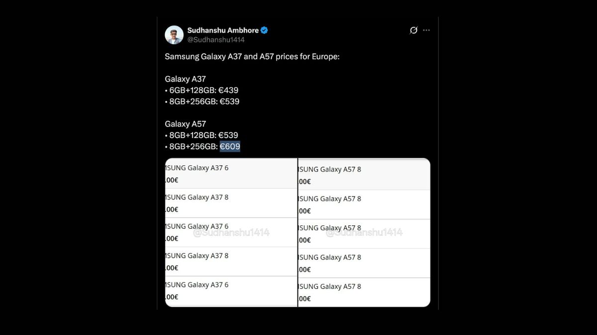 Samsung Galaxy A37 and A57 - EU Pricing Leaked