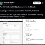 Vivo X300 Ultra - Geekbench via Abhishek Yadav