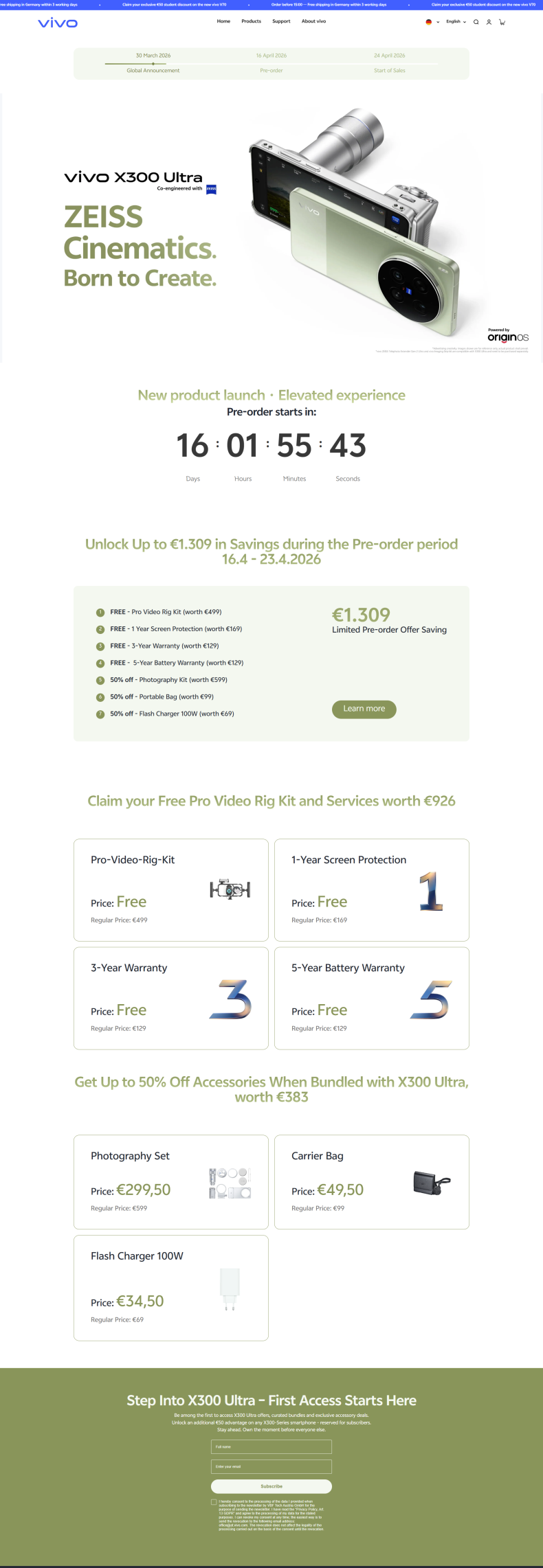 Vivo X300 Ultra Pre-order Details for Select EU regions