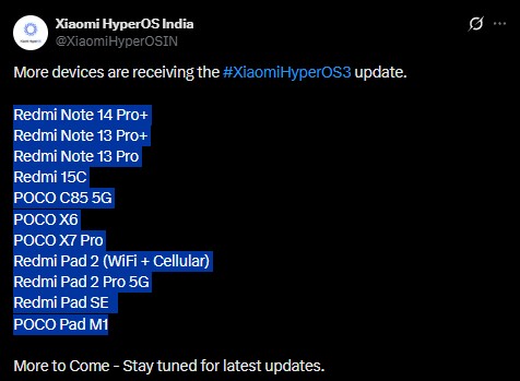 Xiaomi hyperOS 3- Rollout India