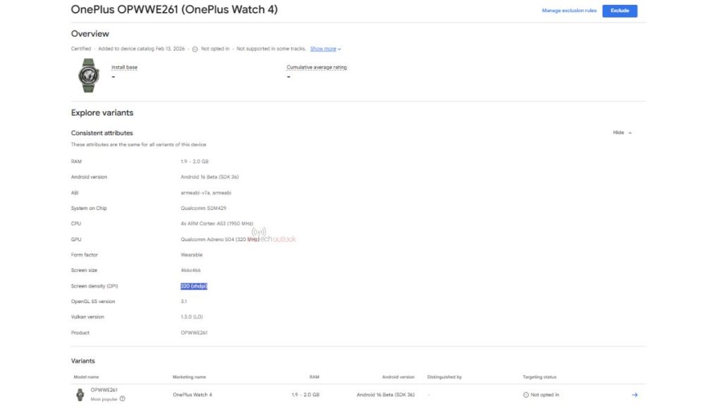 OnePlus Watch 4 -Google Play Console