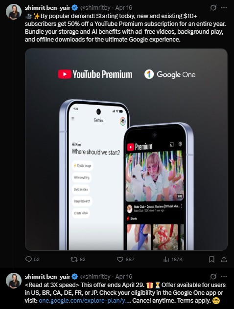 YouTube Premium For Google One