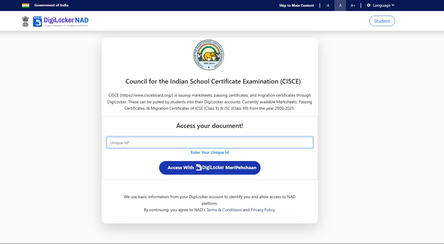 CISCE Website Page