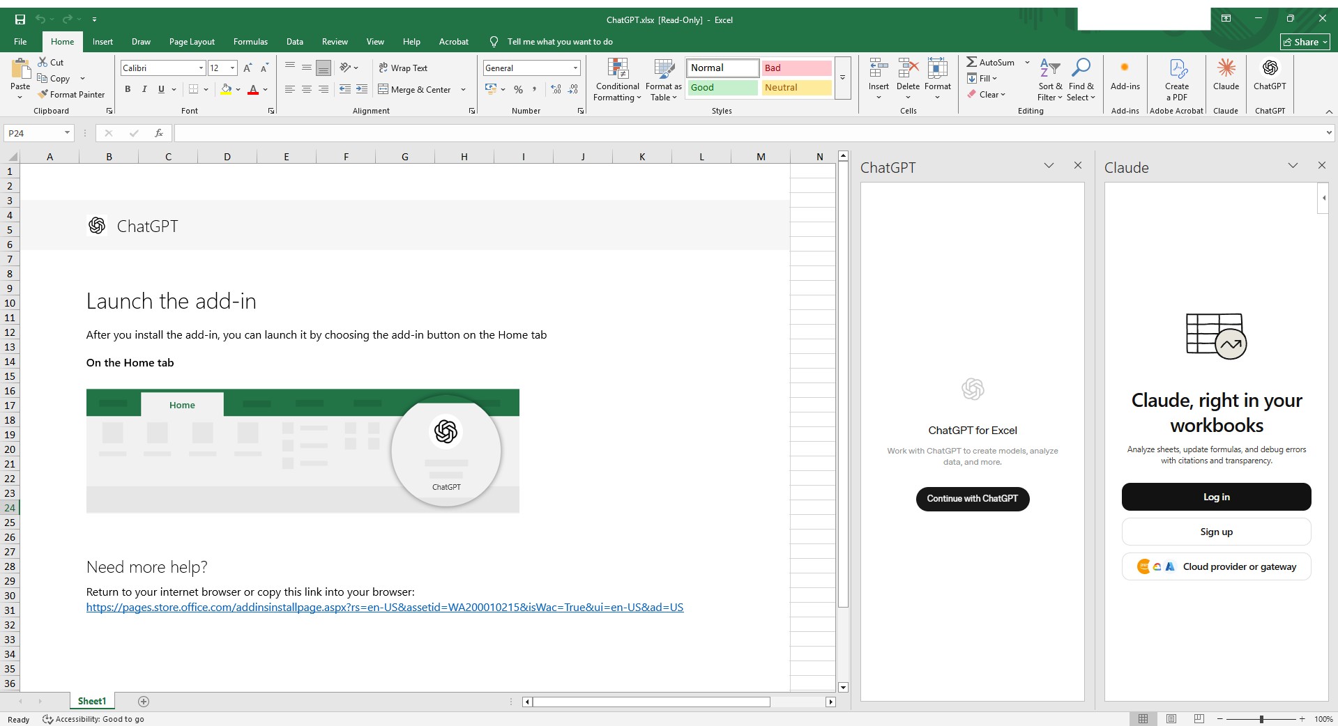 ChatGPT and Claude for Excel