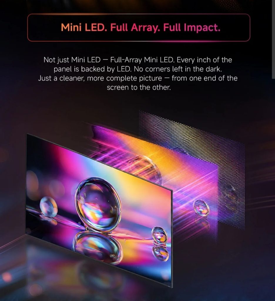 Xiaomi TV FX Mini LED features