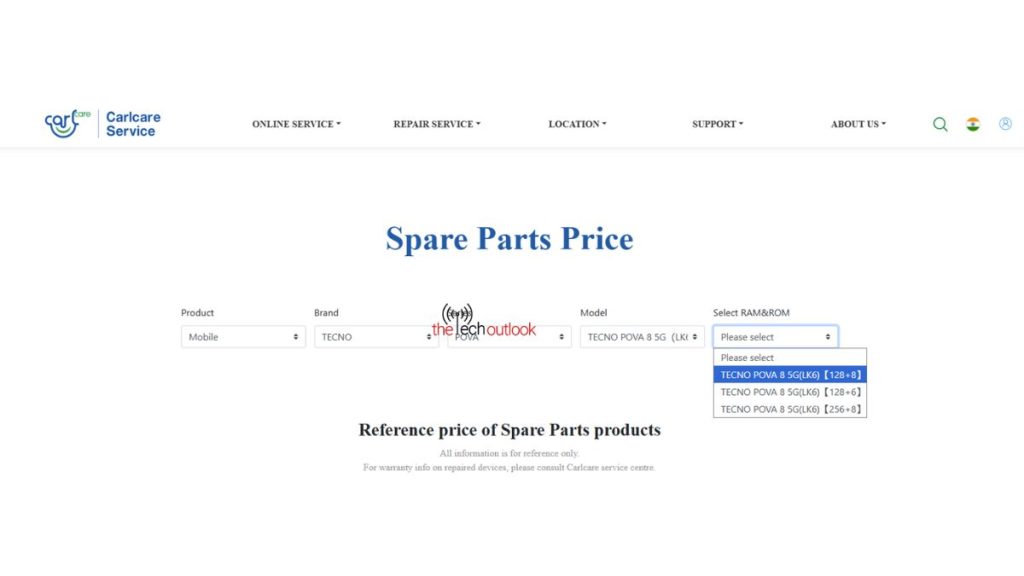 Indian Carlcare Srvices -Tecno Pova 8 5G