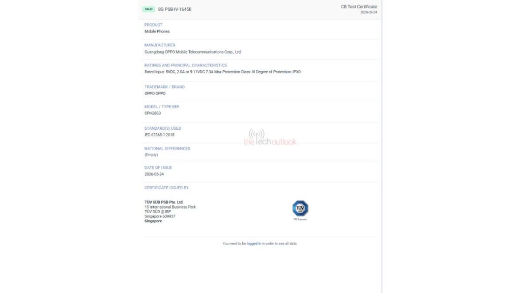 Oppo Reno 16 Pro -TUV Charging