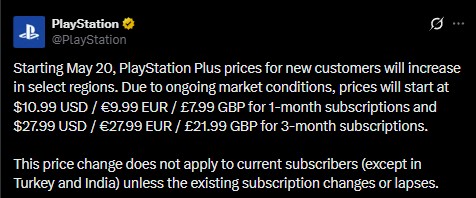 Playstation Price Hike