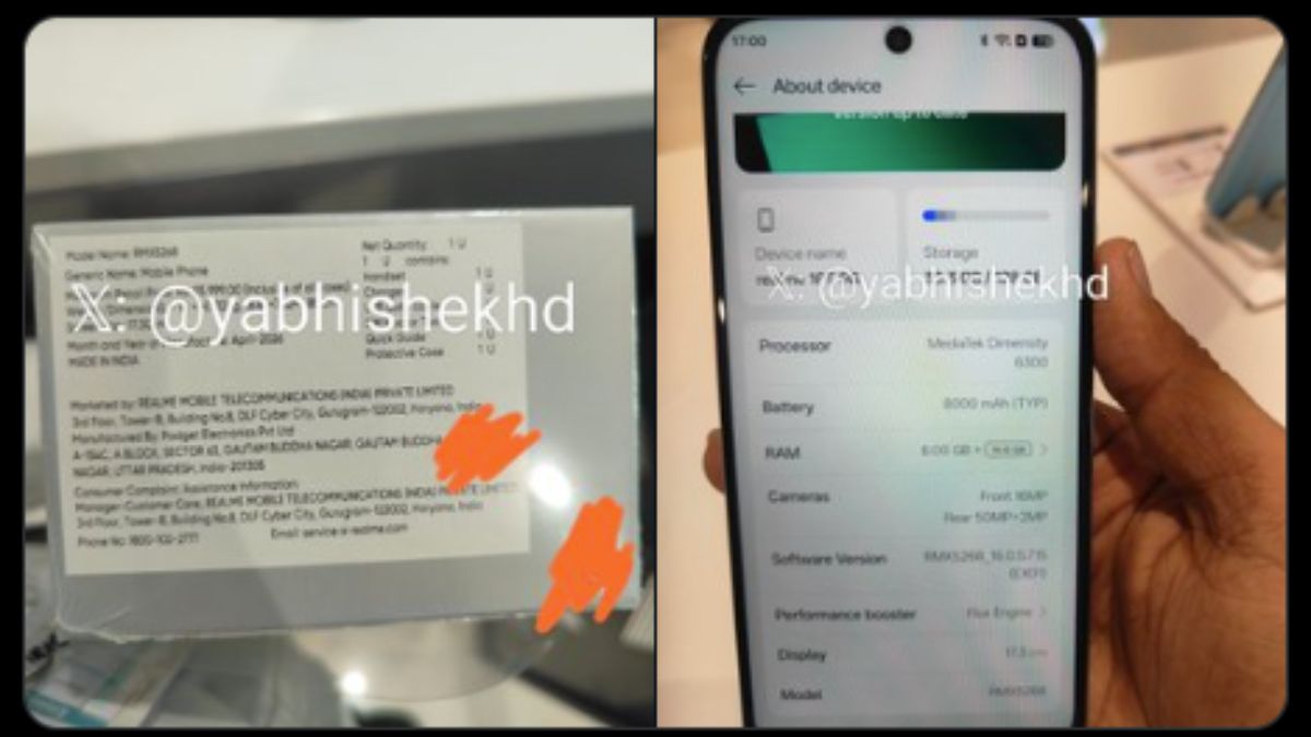 Realme 16T 5G Box and Settings Page Image