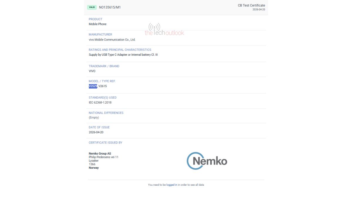 Vivo V70 Lite 5G -Nemko