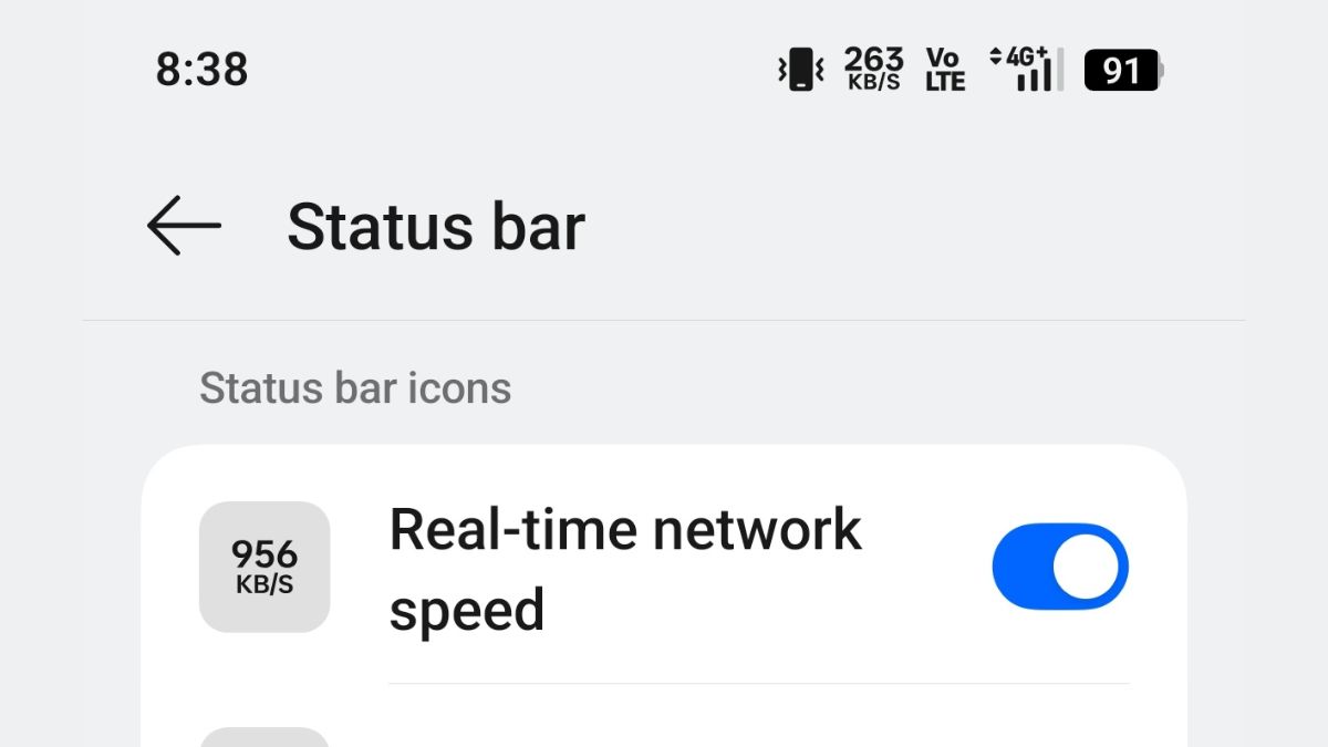 One UI 9 Beta Realme Time Network Speed Indicator