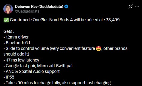 OnePlus Nord Buds 4 - Specs and Pricing Tipped