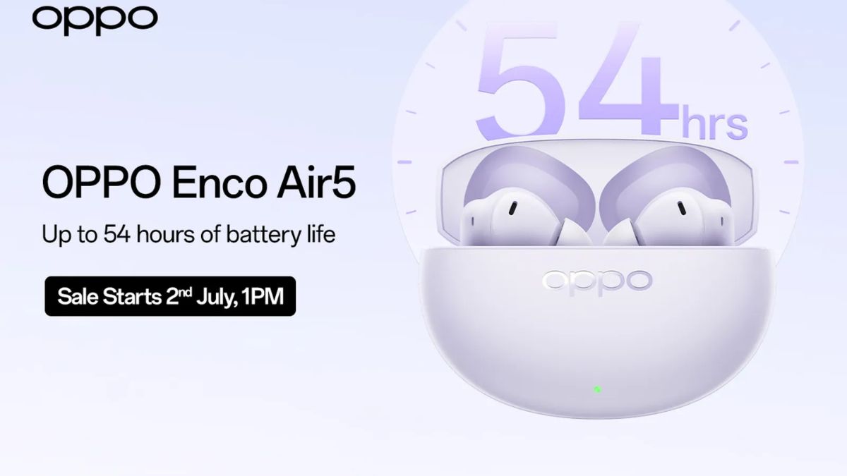 OPPO Enco Air 5 TWS Earbuds to Go on Sale in India on July 2nd With 52dB ANC and Up to 54 Hours Battery Life