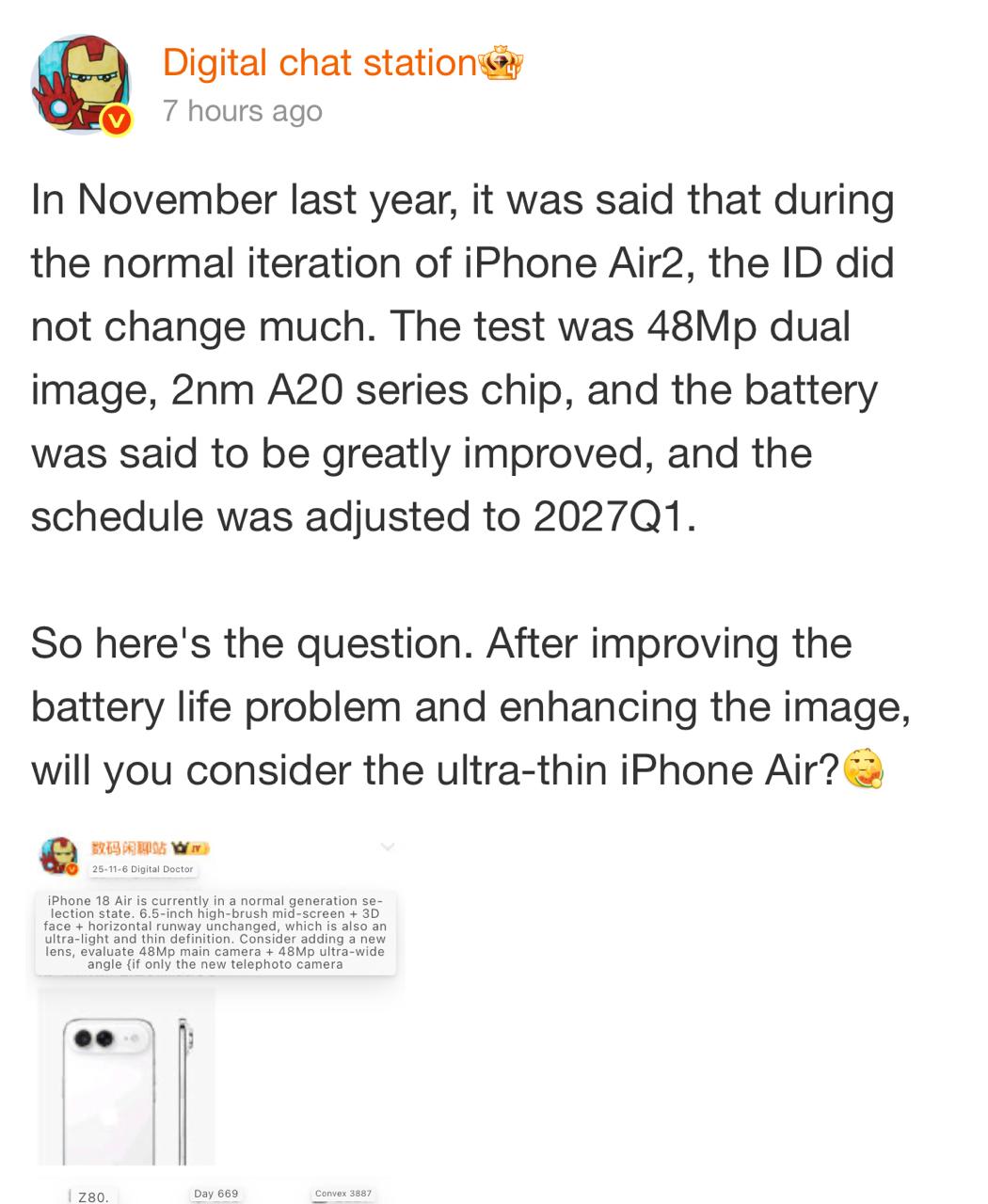 iPhone Air 2 Specs