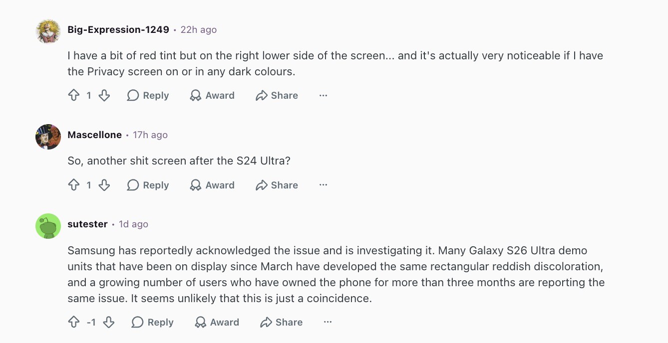 Galaxy S26 Ultra Red Tint Issue