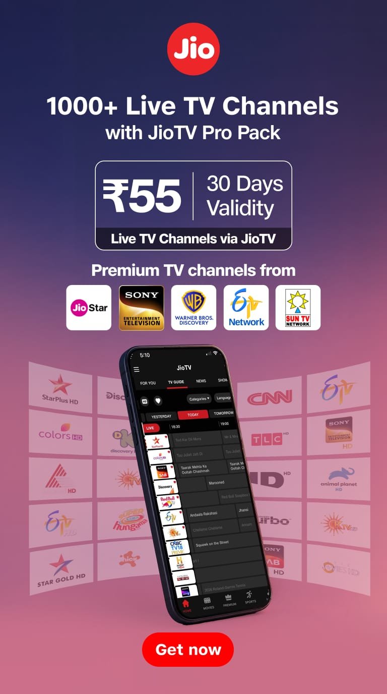 Jio TV Pro Paack INR 55