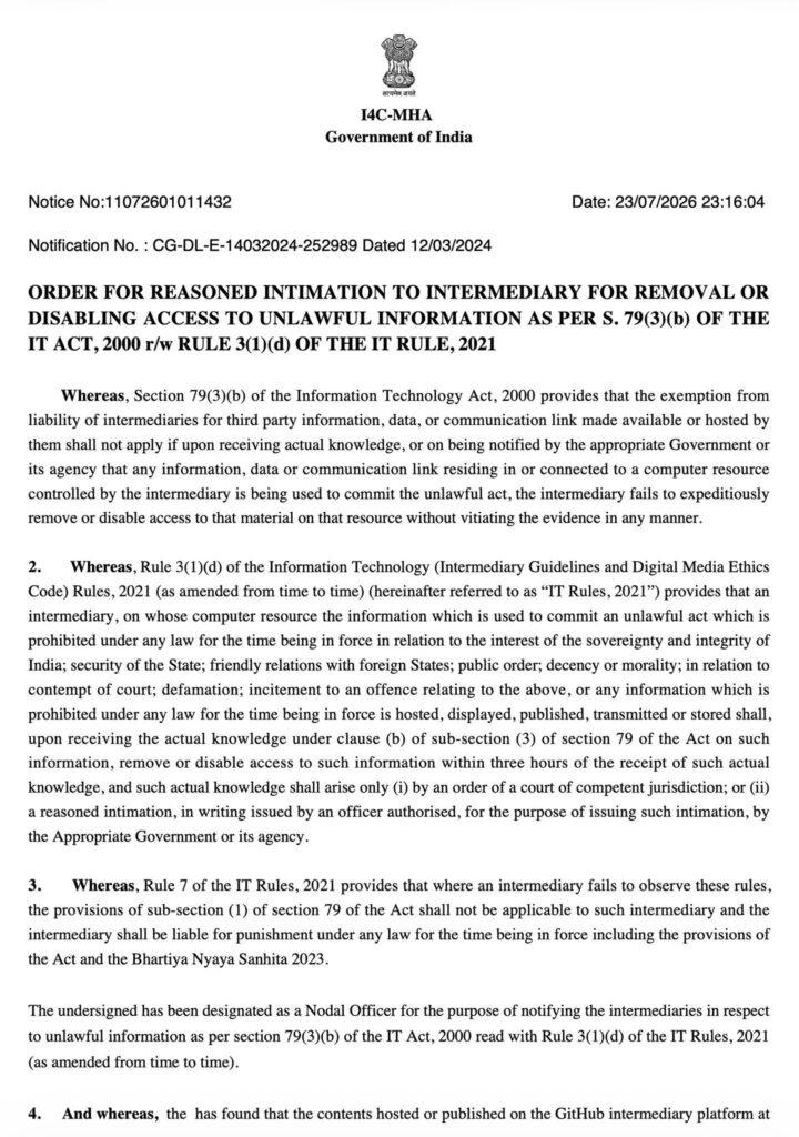 Notice No. 11072601011432
