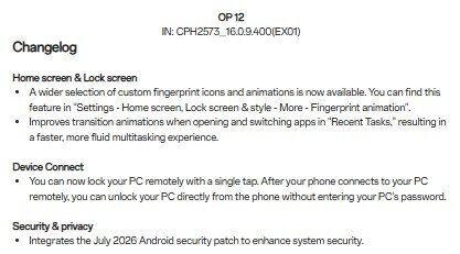 OnePlus 12 -OxygenOS 16.0.9.400