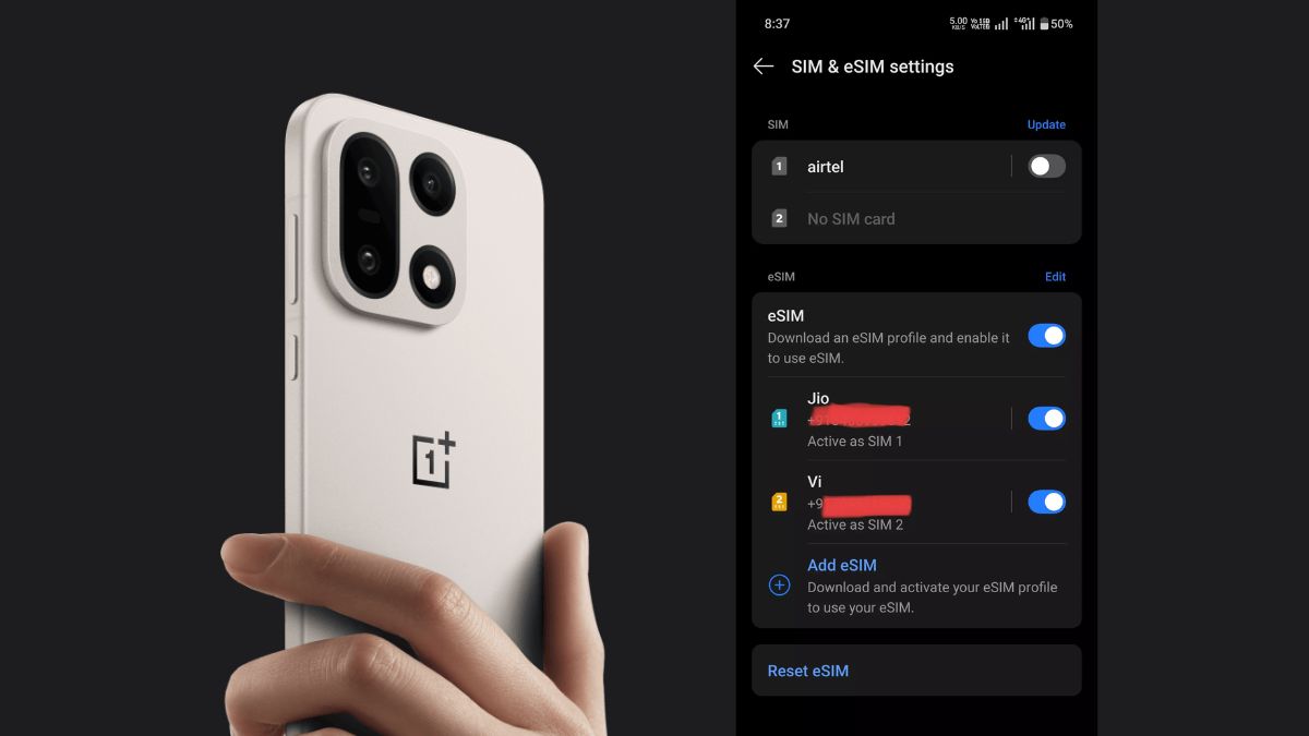 OnePlus 15 User Claims Dual eSIM Support Activated After Latest OxygenOS 16 Update; Official Confirmation Awaited