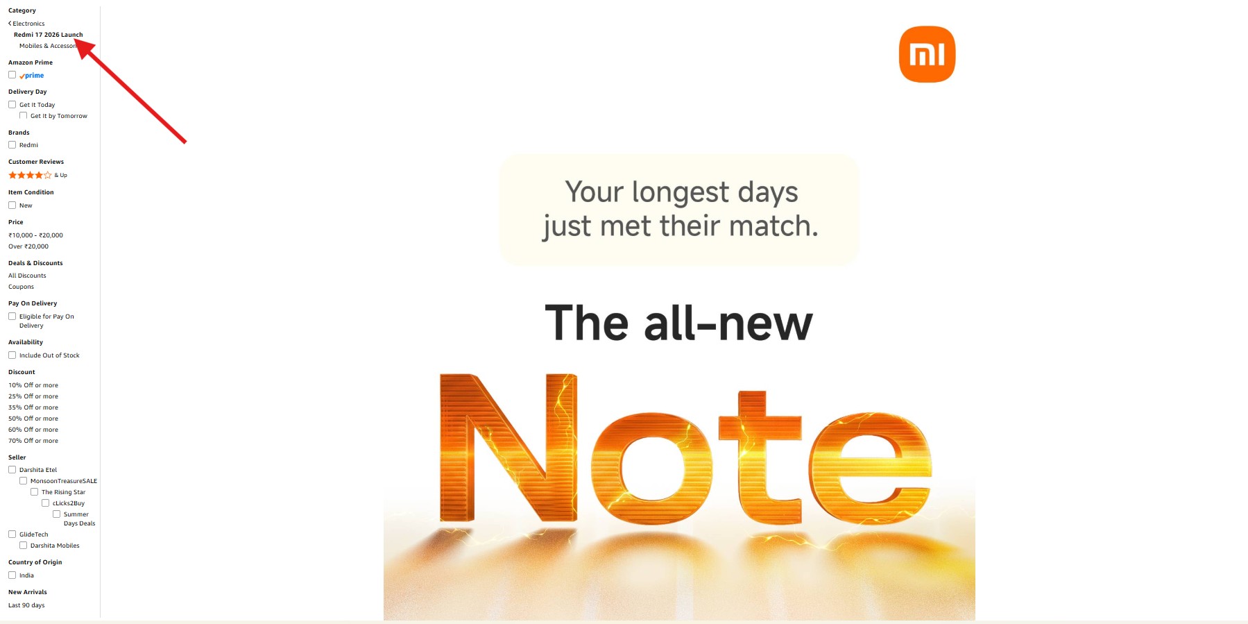 Redmi Note 17 5G India Launch - Amazon Microsite
