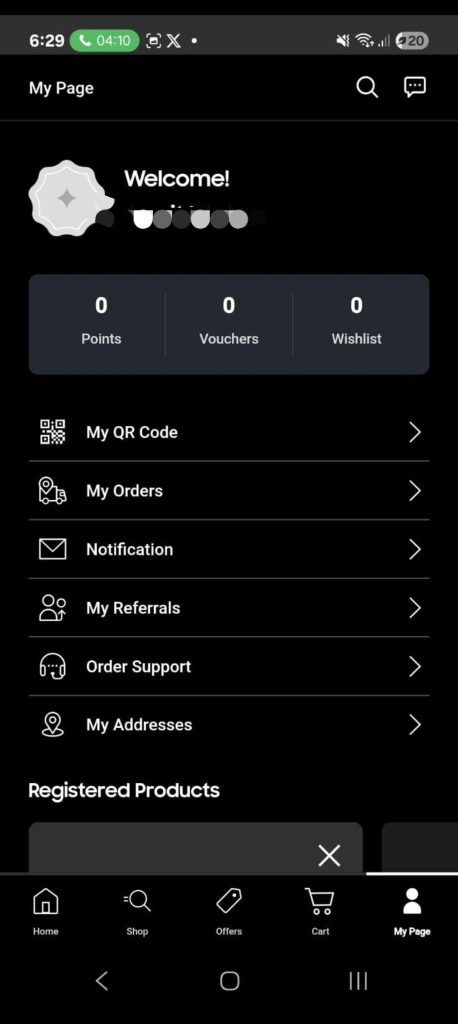 Samsung Shop - My PAge