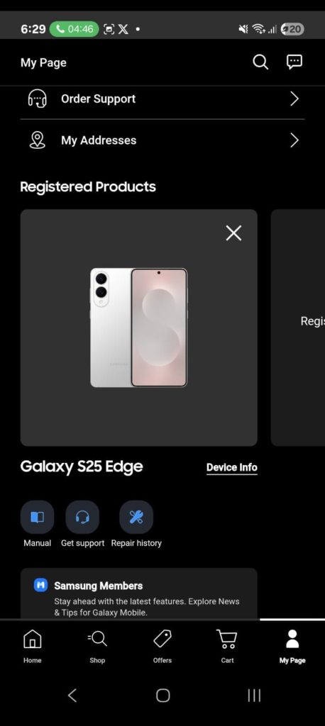 Samsung Shop - Registered Devices