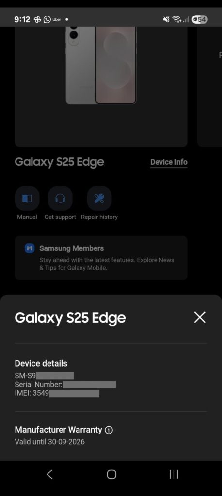 Samsung Shop - Warranty Details