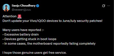 Tipter - Vivo and iQOO Bugs after July 2026 Update