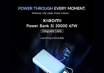 Xiaomi Power Bank 5i India Launch Set for July 23rd With 20,000mAh Battery, 67W Charging and Integrated Cable