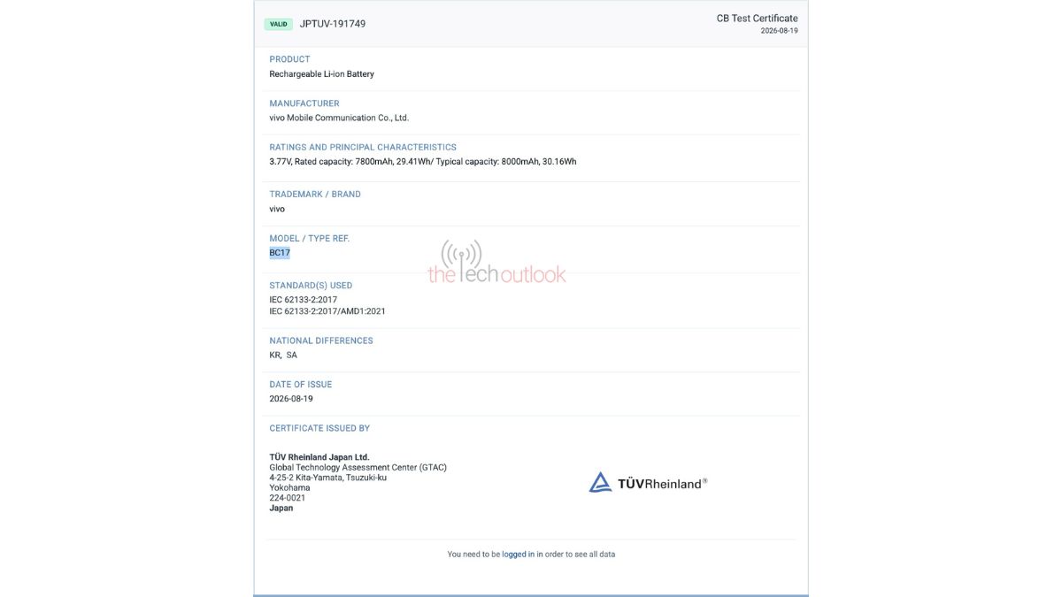 A New Vivo Battery BC17 Spotted on TUV
