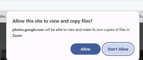 After you select the folder it will ask you to Allow or Don't Allow