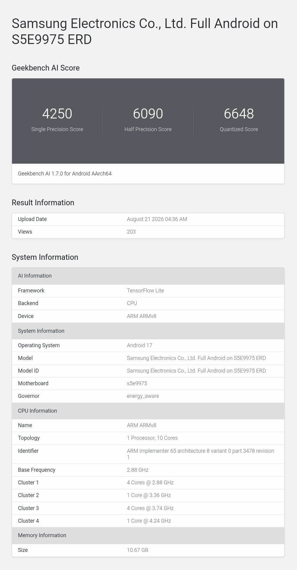 EXYNOS 2700 - Geekbench