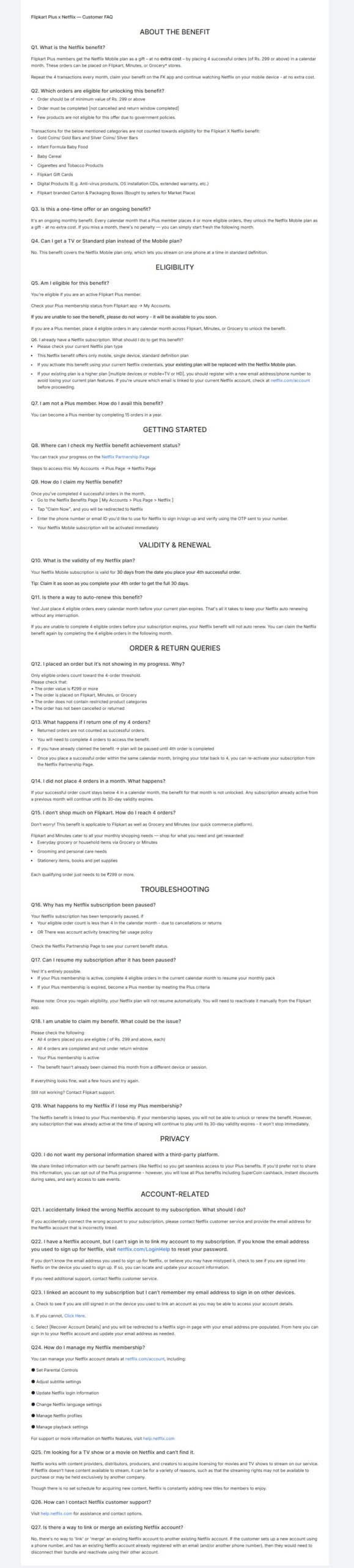 Flipkart and Netflix FAQ