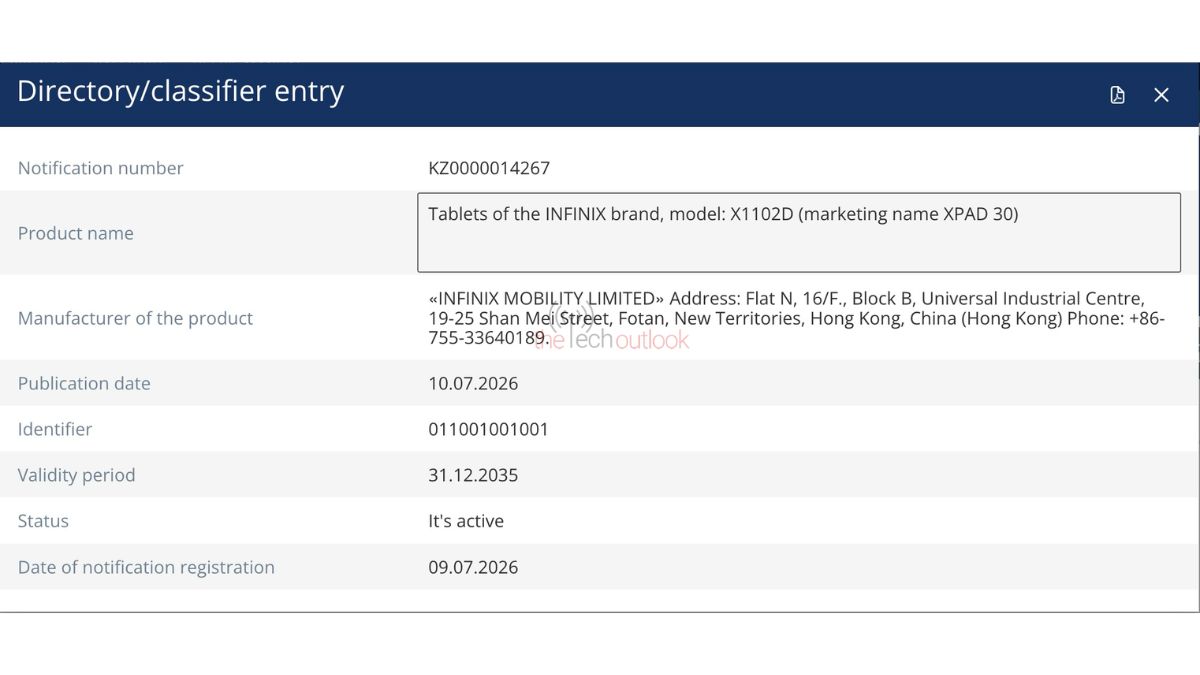 Infinix XPAD 30 - EEC