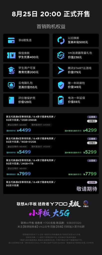 Lenovo Legion Y700 Infinite Edition 5G - Pricing