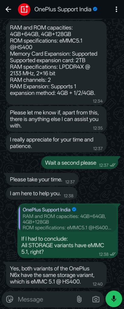 OnePlus N6x 5G - Memory Support