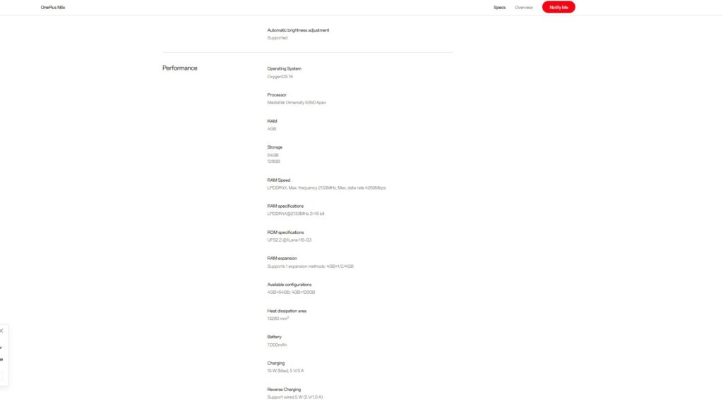 OnePlus N6x 5G - Specs revealed UFS2.2