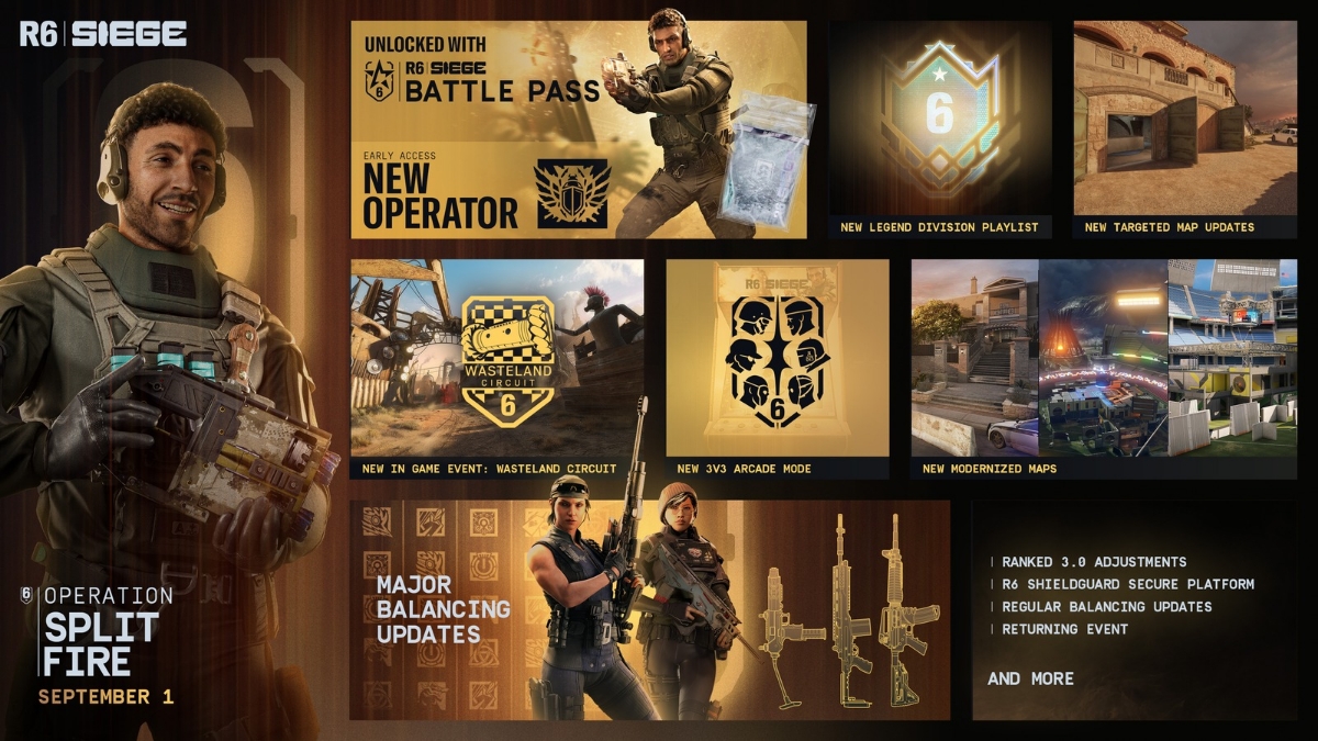 Operation Split Fire launches in Rainbow Six Siege on September 1; Includes new operator, operator and weapon balancing updates and more