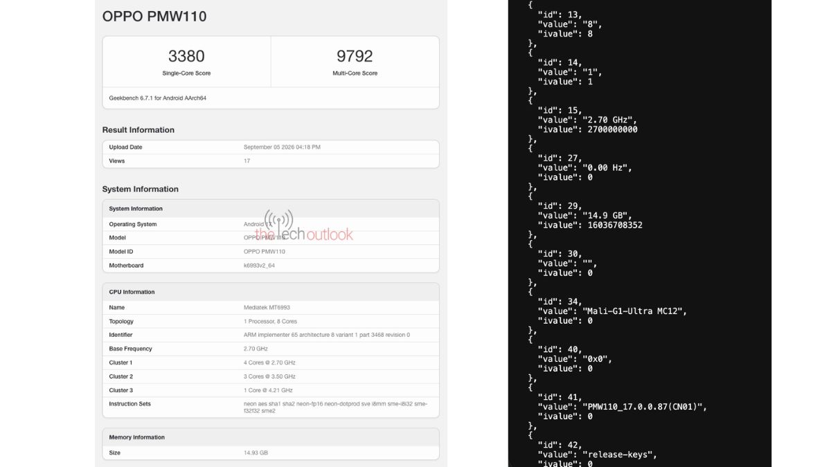 Alleged Oppo Find X10 - Geekbench