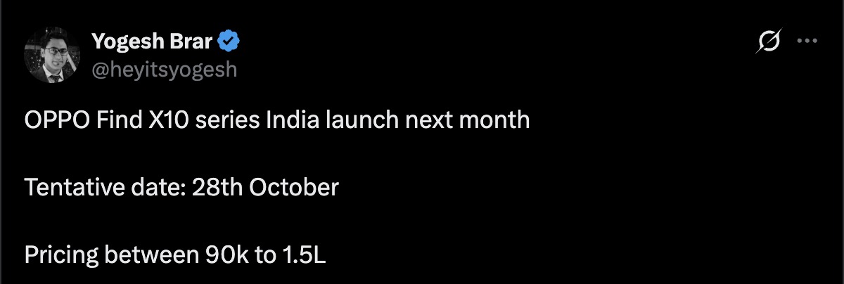 Find X10 India Launch Tipped