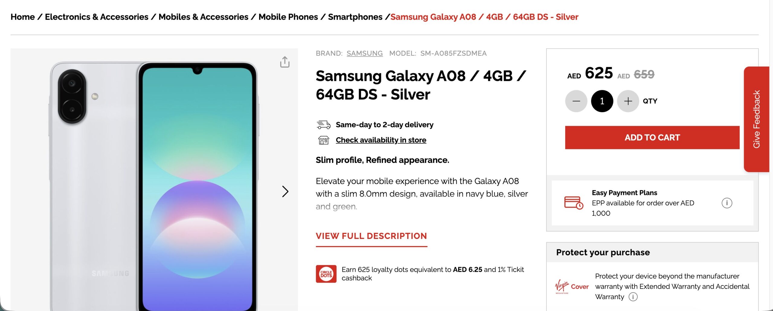 Galaxy A08 4G - Virgin UAE Store