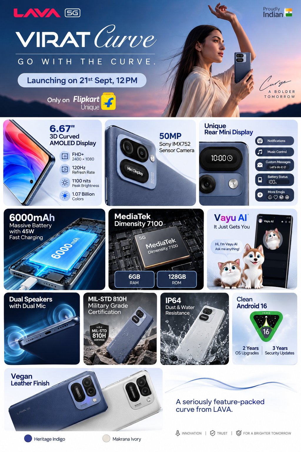 LAVA Virat Curve - India Launch Banner with specs