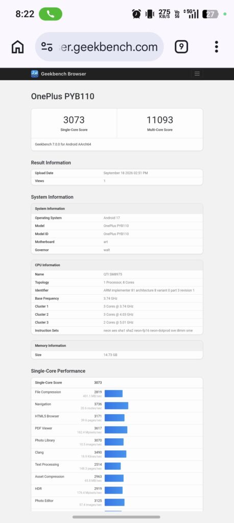 OnePlus 16 China - Geekbench