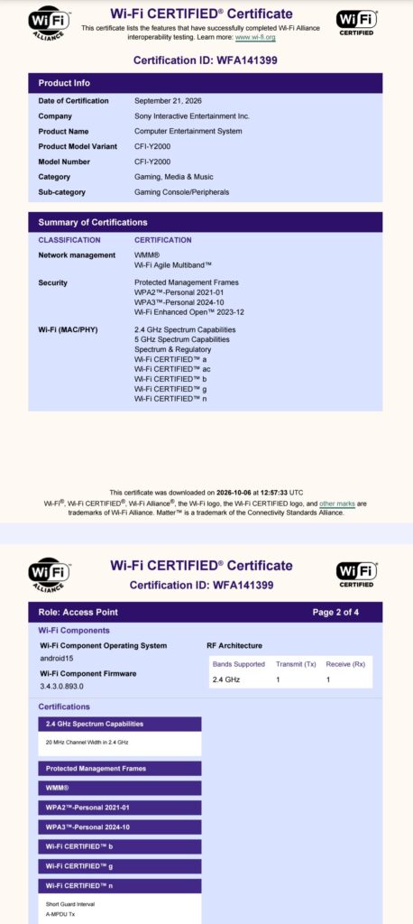 CFI-Y2000- Wifi Alliance