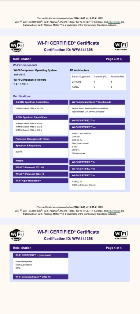 CFI-Y2105 Wifi Alliance