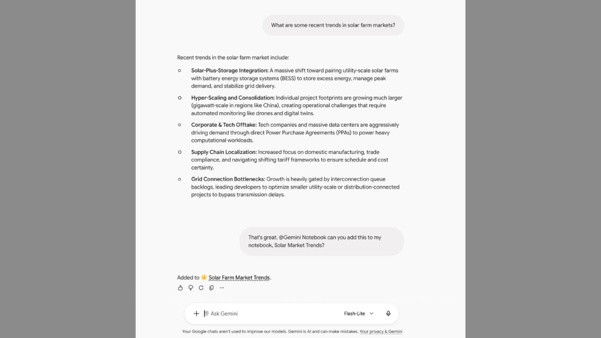 Gemini Notebook now also available as a Connected app in the Gemini app