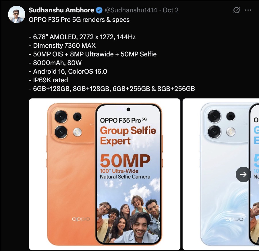 OPPO F35 Pro - Specs Tipped