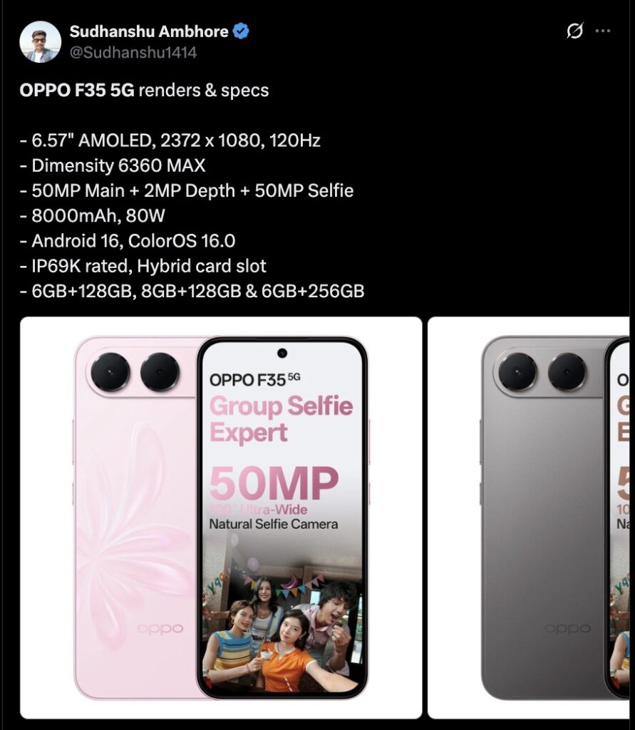 OPPO F35- Specs Tipped