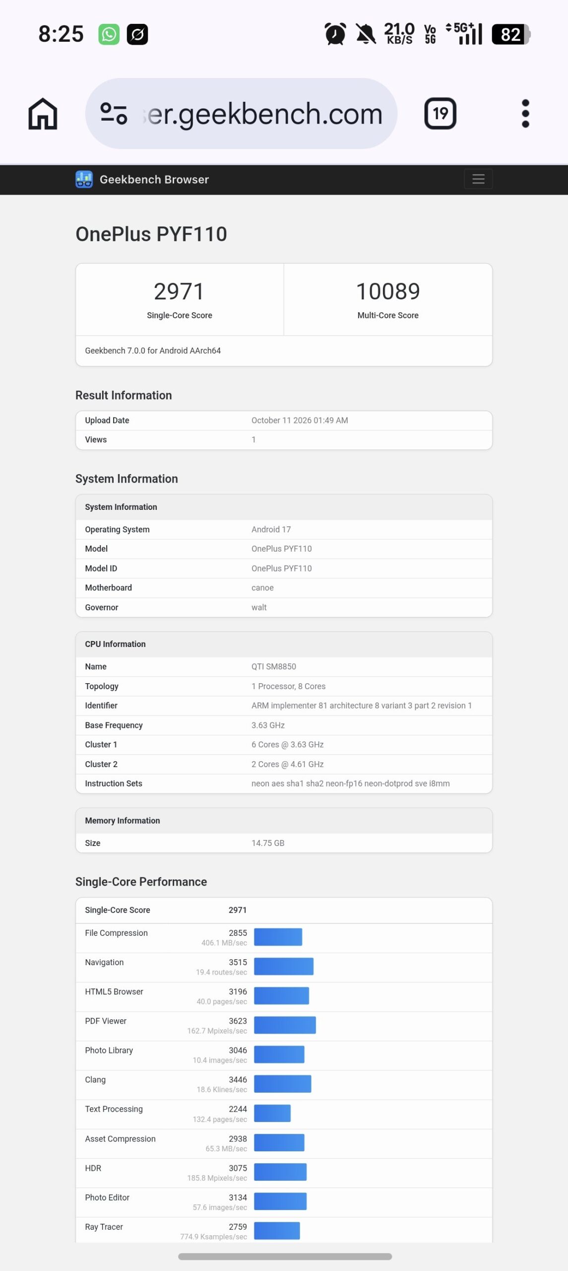 OnePLus PYF110 Geekbench